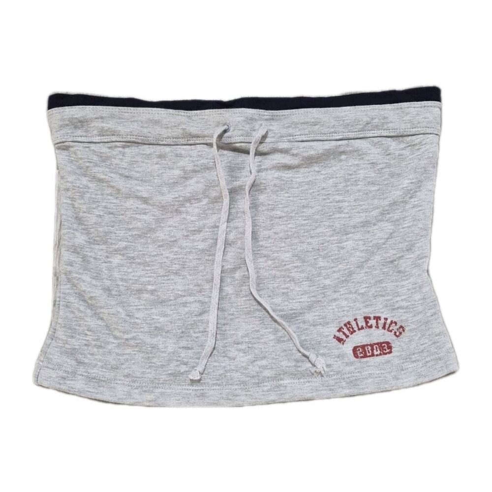 Be Right Back Athletic Womens Gray Tube Top Drawstring Athletics 2003 Graphic L